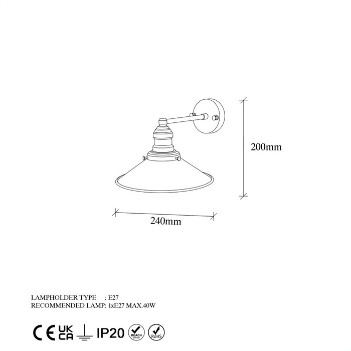 Opviq Conical - 12196 Lámpara de Pared Dorada
